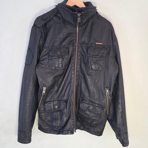 Superdry leather jacket mens - leather,