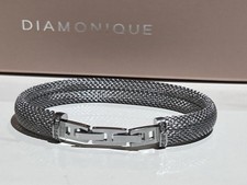 QVC Lovely Stainless Steel & Diamonique Fancy Mesh Style Bracelet