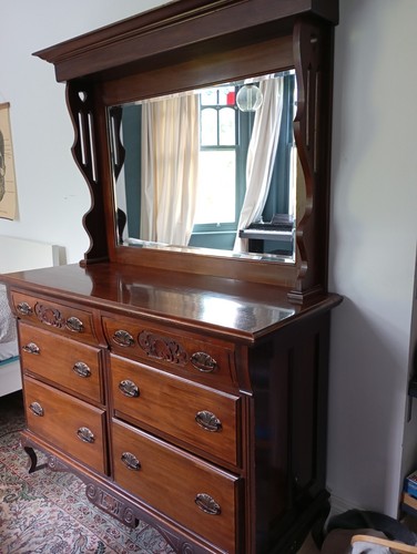 Antique sideboard with mirror - antique,