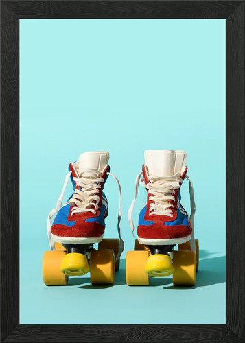 Retro roller skates - retro, blue