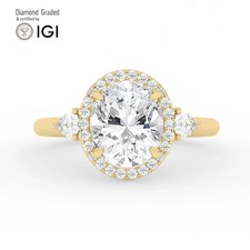 Oval Diamond Trilogy Ring 14k