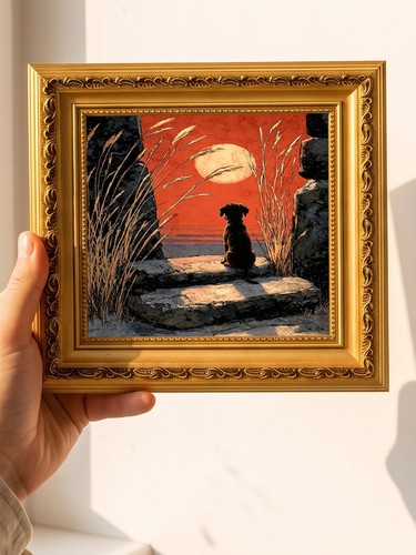 Black dog sunset silhouette - dog,