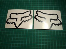  Fox Logo x 2 Decals Polished Silver self adhesive Vinyl Decals 102mm x 76mm 