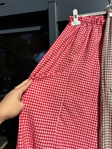 Italian gingham barrel - italian, cocoon