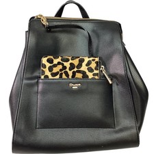 DUNE Backpack Ladies's Black Leather Animal Print Pocket 3