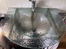 Glass Bathroom Basin 700mm Wide With Wall Mount/Towel Rail