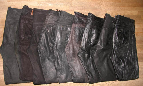 Worn men leather jeans - worn,