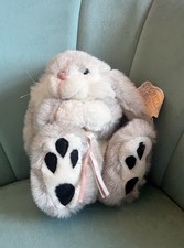 PMS Tender Moments Grey Bunny Rabbit Soft Cuddly Plush Toy Big Feet 8” NWT