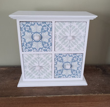 Small Wooden Storage Box Chest 4 Drawers Tea Caddy Jewellery  Crafts 19x18 cm