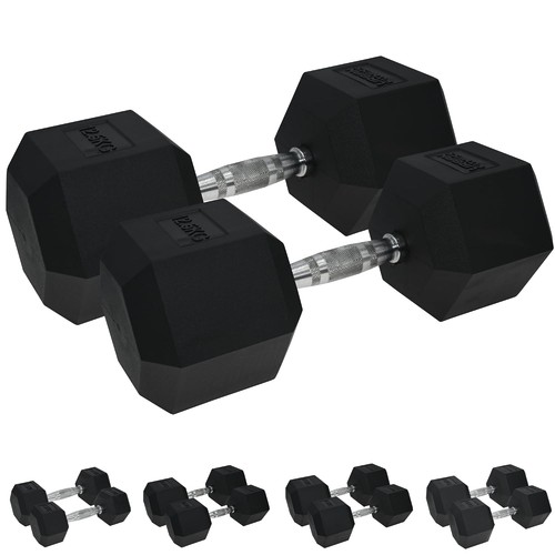 Dumbbell pair 25kg rubber - dumbbell,