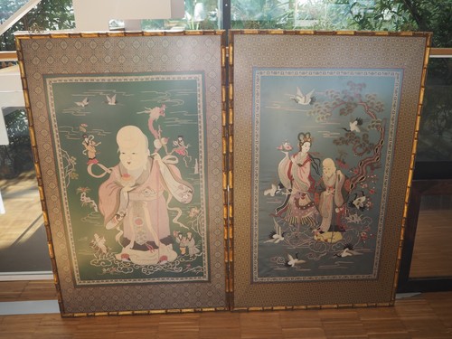 Pair large chinese - chinese, silk