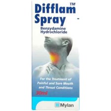 Difflam Spray - Benzydamine Hydrochloride Sore Throat & Mouth Spray - 30ml