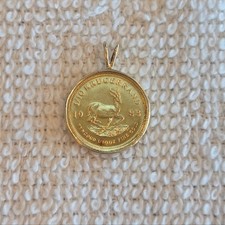 1/10 Krugerrand South Africa 1983 Gold Coin Made into a Necklace Pendant