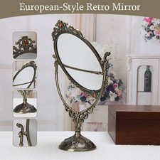 European-Style Retro Mirror Vintage Makeup Mirror Tabletop Dresser Decoration.