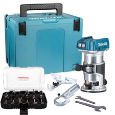 Makita DRT50ZJ 18V Brushless Laminate 1/4" Router Trimmer Case + 12pc Cutter Set