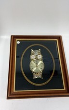 Vintage Owl Wall Clock Framed Mechanical Steampunk Style Display