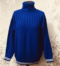 Women Ladies Knitted Polo Roll Neck cricket style Oversized Jumper  SZ 12/14