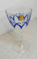 14cm French Reims Blue Pattern Wine Glass Vintage