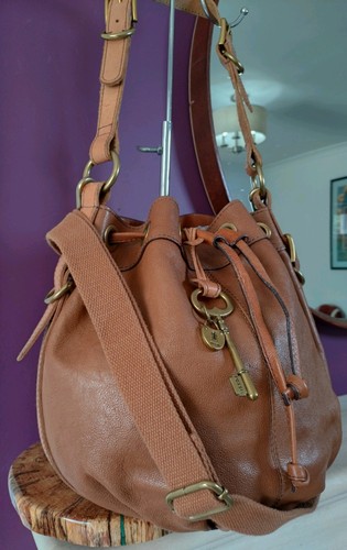 Fossil large leather brown - leather,