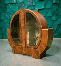 Antique Mahogany China Drinks Cabinet Art Deco Display Round