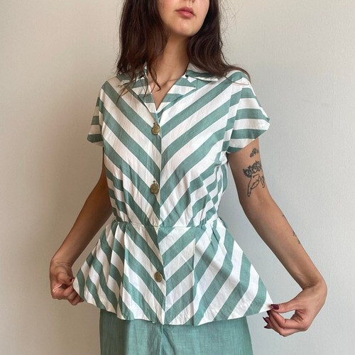 1940s cotton diagonal stripe