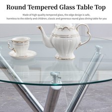 90cm Round Clear Tempered Glass Dining Table Glass Top ONLY (NO LEGS)