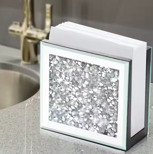 Mirrored napkin holder with - napkin,
