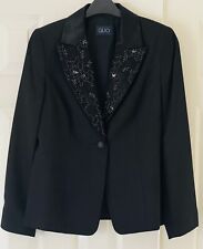 💝Black Tailored Evening Party Cocktail Beaded- Sequin Collar Jacket /Blazer 💝