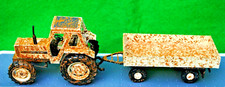 1:32 ROS UNIVERSAL FIAT Farm Tractor with TRANSPORT Trailer in MUD SPLASH Colour