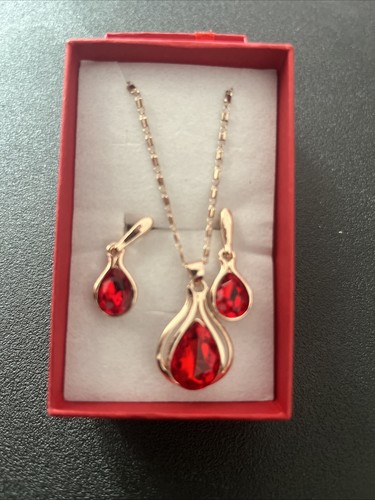 Jewellery set ruby drop - set,