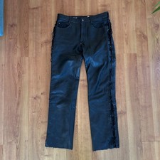 Hein Gericke Black Side Lace Motorcycle Thick Leather Pants Men Size 34
