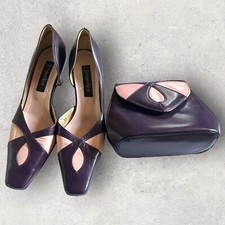 Jacques Vert Womens Purple Pink D'Orsay Shoes & Matching Bag  EU 39  UK 6