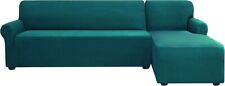 Teal Sofa Cover L Shape Spandex Jacquard Sectional Slipcovers right chaise