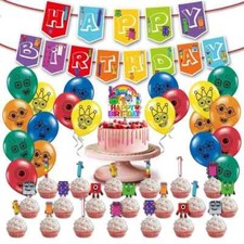 Number Blocks Latex Balloons Happy Birthday Party Decoration Cake Topper Banner