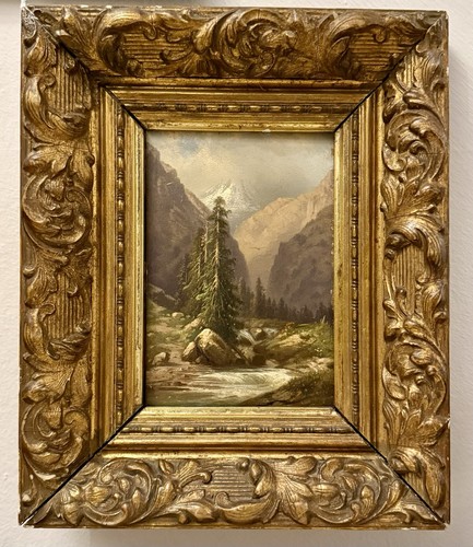 Antique oil board grand - antique, on
