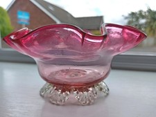Perfect probably Victorian Cranberry glass bowl with a frilled rim and.