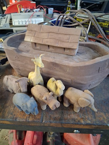Vintage wooden noah ark - wooden, with