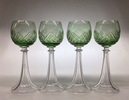 Cut crystal green hock - crystal, glasses