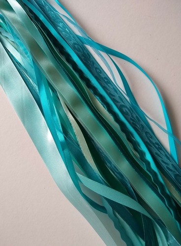 Turquoise teal ribbon - ribbon, bundle