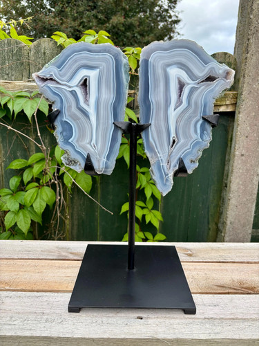 Large agate geode - pair, on