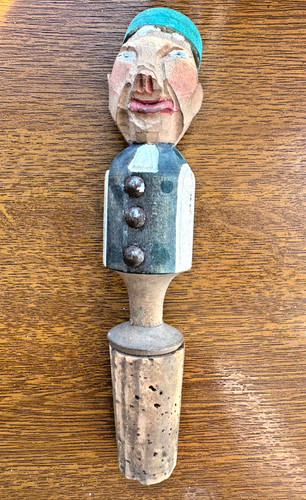 Bottle stopper carved - stopper, wooden