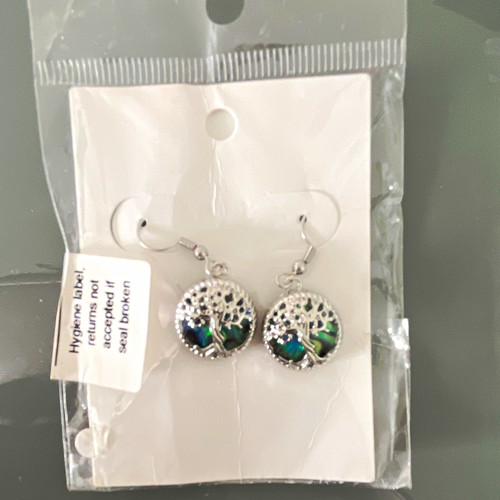 Abalone shell round - shell, silver