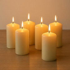 Pack of 8 Pillar Candles 10 x 5 cm Unscented Ivory Matt Long Burn Home Events