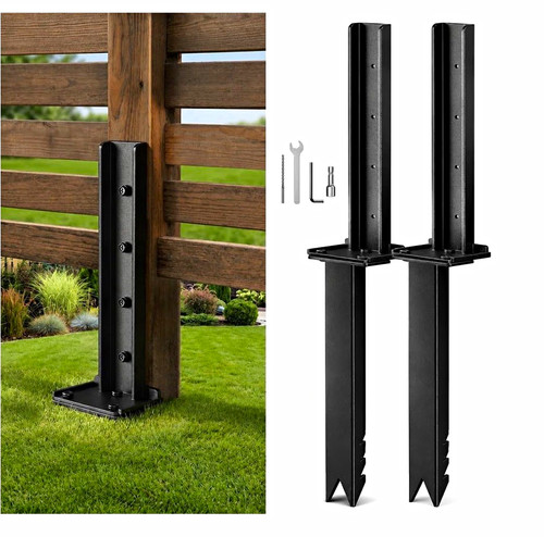 Heavy duty black metal fence - black,