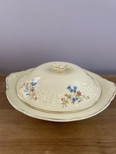 Vintage Crown Ducal Florentine Tureen, Cream Floral Lidded Serving Bowls, 1930s