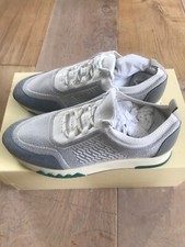 Mens Genuine Hermes White/Grey fabric suede C addict trainers sneakers 7 8 41 42