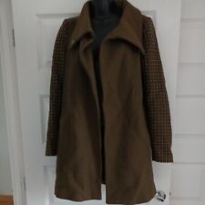 zara khaki green coat small Jacket metal studs wool blend mid length 8 10