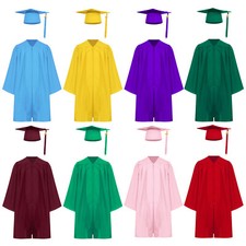 Kids Unisex Graduation Gown Robe Cap Attractive 2025 Badge Tassel Quality Soft