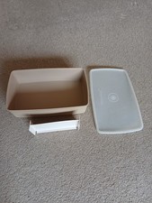 Vintage Tupperware Lunch Box With Lid And Divider Brown Beige Made In GB