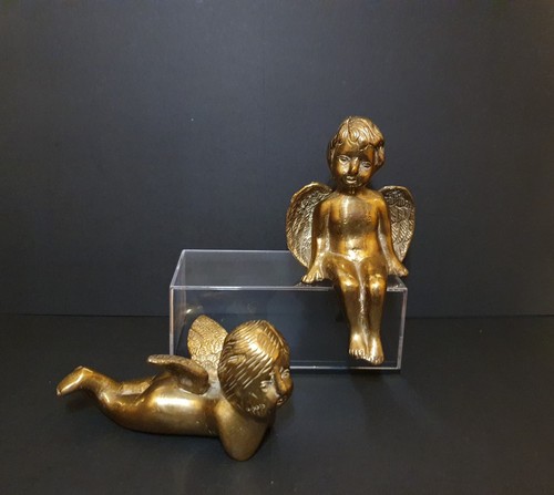 Vintage brass angel cherub - vintage,